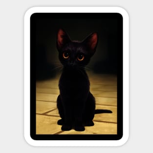 stand black cat Sticker